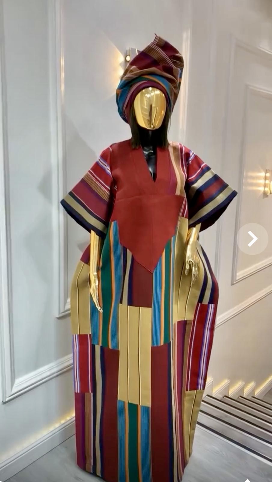 Elegant Aso Oke Agbada-Style Boubou Dress