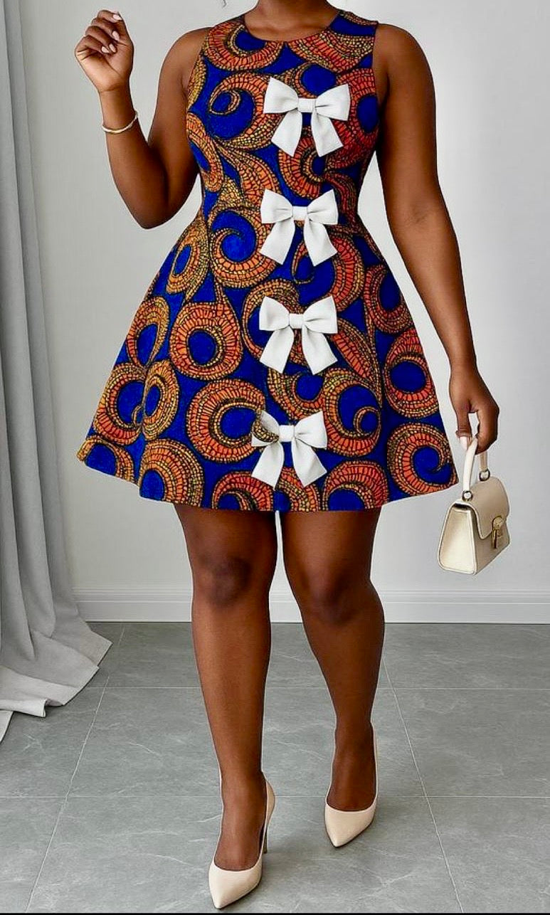 Sleeveless Ankara Skater Dress -  (Available in different Prints)