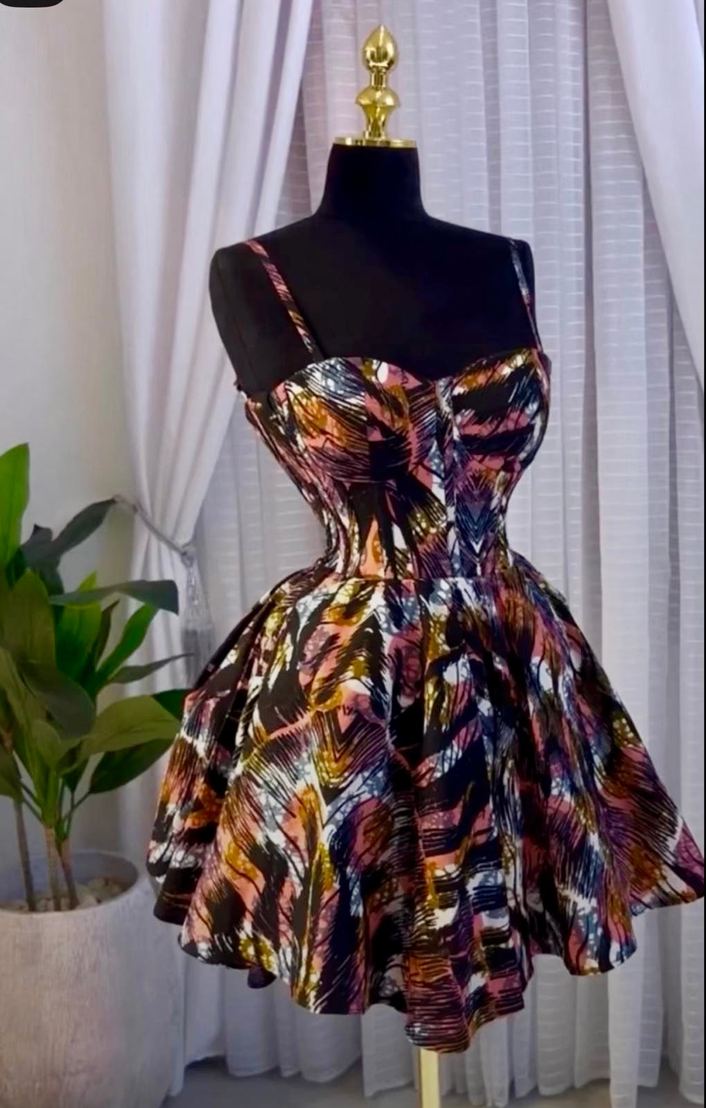 Sleeveless Ankara Corset Skater Dress -  (Available in different Prints)